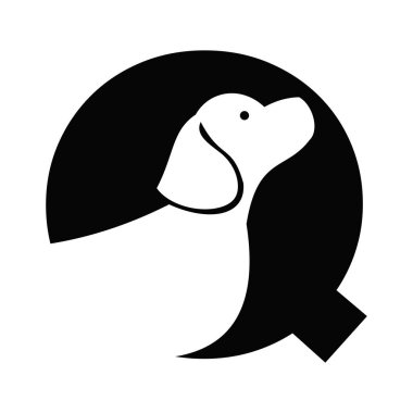 İlk Harf Q Evcil Hayvan Logosu Köpek Başı Sembol Vektör Şablonu Konsepti