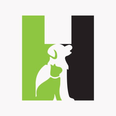 İlk harf H Pet Care Logo Tasarımı Köpek Sembolü