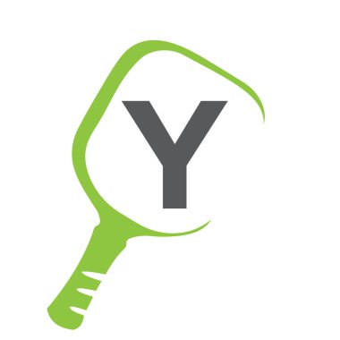 Turşu Yarasa Sembol Şablonu ile Y harfi üzerinde Pickleball logosu