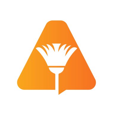 Temizlik Fırçası Sembol Vektörü ve Şablonuyla Birleştirilmiş Minimum Temizlik Logosu