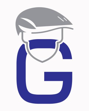 G Harfi İşçi Bayramı Logosu Güvenlik Miğferli Sembol Vektörü