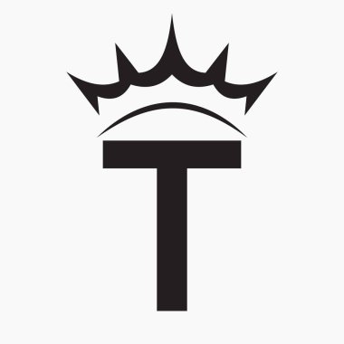 Moda ve Güzellik Sembol Şablonu için T Tacı Logosu Konsepti