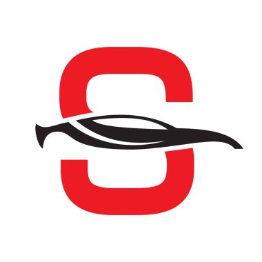 S Harfi Otomotiv Logosu Araba Sembol Vektör Şablonu Tasarımı