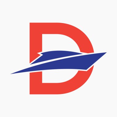 Denizci Sembolü Vektör Şablonu için İlk Harf D Tekne Logosu Kavramı