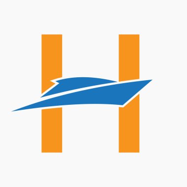 Denizci Sembol Vektör Şablonu için H Tekne Logosu Başlangıç Konsepti