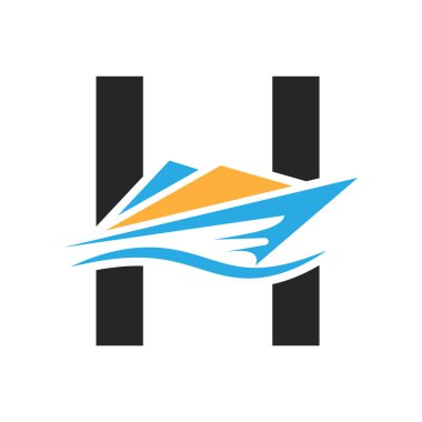 Denizci Sembol Vektör Şablonu için H Tekne Logosu Başlangıç Konsepti