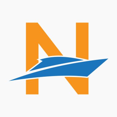 Sailor Sembol Vektör Şablonu için İlk Harf N Tekne Logosu Kavramı