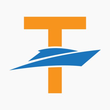 Denizci Sembolü Vektör Şablonu için T Tekne Logosu Konsepti