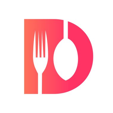 Çatal ve Kaşık Sembollü Başlangıç Harfi D Restoran Logosu Tasarımı
