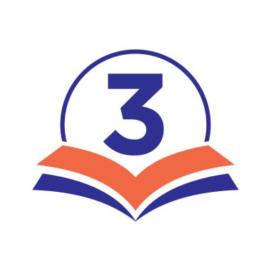 Akademi ve Mezuniyet Logosu Şablonu için Kitap Sembolü içeren 3. Harfteki Eğitim Logosu