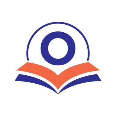 Akademi ve Mezuniyet Logosu Şablonu 'nun Kitap Sembolü ile O Mektubunda Eğitim Logosu