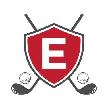 Monogram E Golf Kulübü Logosu Tasarımı, Birlik ve Golf Sembol Şablonu