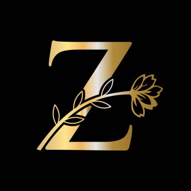Z Harfi Çiçek Sembollü Logo Tasarımı Lüks, Moda, Butik Tabelası