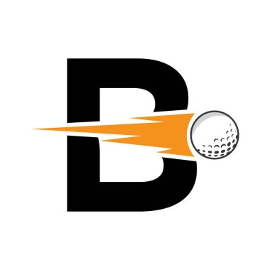 İlk harf B Golf Logosu Hız Simgesi Tasarımı. Hokey Spor Akademisi İşareti, Kulüp Sembolü