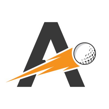 Hız Simgesi ile Golf Logosu Tasarımı. Hokey Spor Akademisi İşareti, Kulüp Sembolü