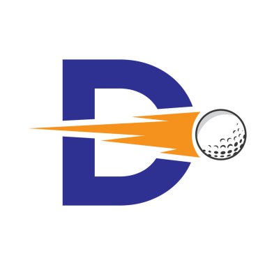 Speed Icon ile D harfli golf logosu tasarımı. Hokey Spor Akademisi İşareti, Kulüp Sembolü