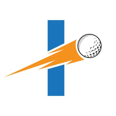 İlk Mektup I Golf logosu Hız Simgesi Tasarımı. Hokey Spor Akademisi İşareti, Kulüp Sembolü