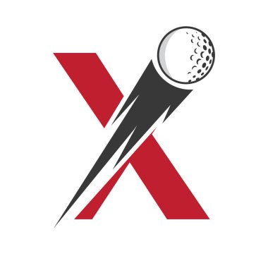 Speed Icon ile X harfli golf logosu tasarımı. Hokey Spor Akademisi İşareti, Kulüp Sembolü