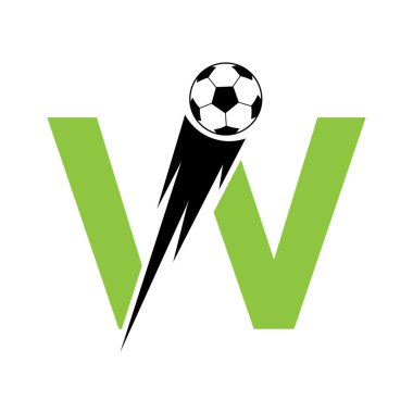 Hız Sembollü W harfli futbol logosu tasarımı. Akademi ve Kulüp İşareti İçin Futbol Logosu