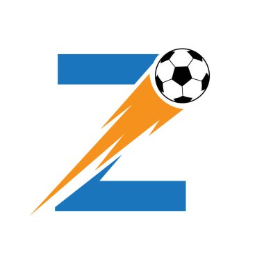 İlk harf Z Futbol Logosu Hız Sembolü Tasarımı. Akademi ve Kulüp İşareti İçin Futbol Logosu