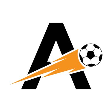 Hız Sembollü Futbol Logosu Tasarımı İlk Mektup. Akademi ve Kulüp İşareti İçin Futbol Logosu