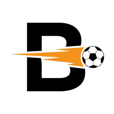 Hız Sembollü Baş Harf B Futbol Logosu Tasarımı. Akademi ve Kulüp İşareti İçin Futbol Logosu