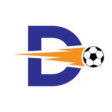 Hız Sembollü Baş harfli D Futbol Logosu Tasarımı. Akademi ve Kulüp İşareti İçin Futbol Logosu