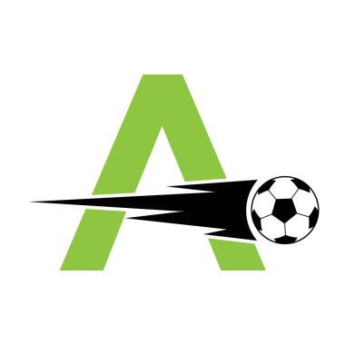 Hız Sembollü Futbol Logosu Tasarımı İlk Mektup. Akademi ve Kulüp İşareti İçin Futbol Logosu
