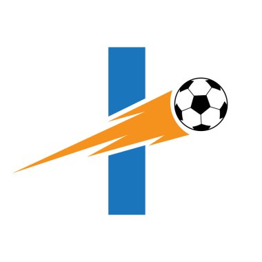 Hız Sembollü İlk Harf I Futbol Logosu Tasarımı. Akademi ve Kulüp İşareti İçin Futbol Logosu