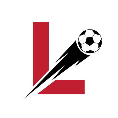 Hız Sembollü Baş Harf L Futbol Logosu Tasarımı. Akademi ve Kulüp İşareti İçin Futbol Logosu