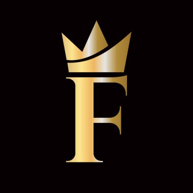 Moda ve Güzellik Sembol Şablonu için F Tacı Logosu İlk Harfi