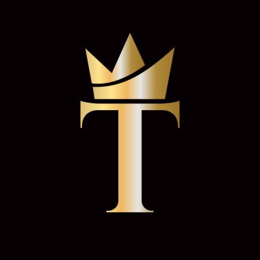 Moda ve Güzellik Sembol Şablonu için T Tacı Logosu Konsepti