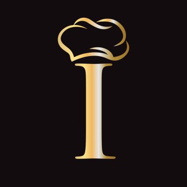 İlk Mektup I Şef Şapka Sembol Yemek ve Restoran Logosu Şablonu