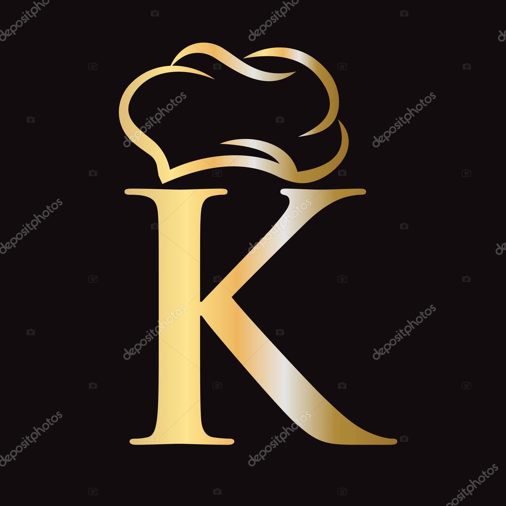 Initial Letter K Chef Hat Symbol Vector Template For Food and Restaurant Logo