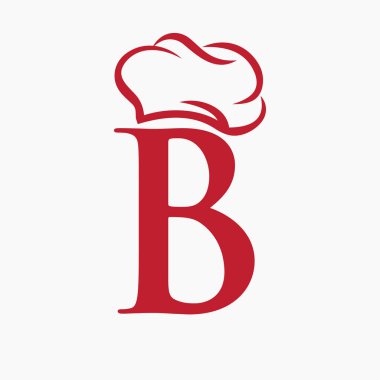 B harfi üzerindeki restoran logosu Şef Şapka Sembolü kavramı