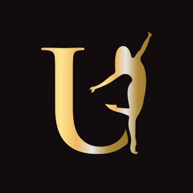 Kadın Simge Vektör Şablonu ile Senet U Konseptine Moda Logosu