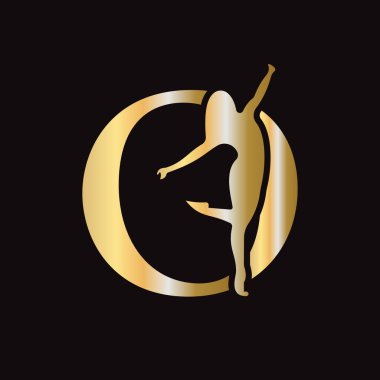 Kadın Simge Vektör Şablonu ile O Konseptine Moda Logosu