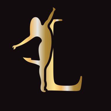 L harfi üzerindeki Moda Logosu Kadın Simge Vektör Şablonu