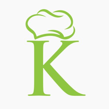 Şef Şapka Sembollü Restoran Logosu K harfi üzerinde