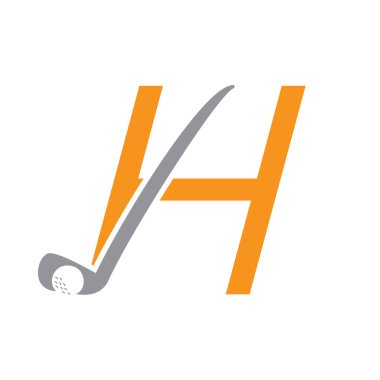 Hokey Çubuğu Sembol Şablonu ile H Harfi Hokey Logosu Konsepti