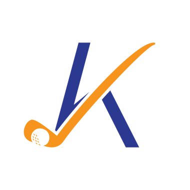Hokey Çubuğu Sembol Vektörü Şablonuyla İlk Harf K Hokey Logosu Konsepti
