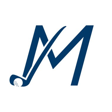 Hokey Çubuğu Sembol Vektör Şablonlu M Harfi Hokey Logosu Konsepti