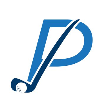 Hokey Çubuğu Sembol Şablonu ile P Hokey Logosu Konsepti