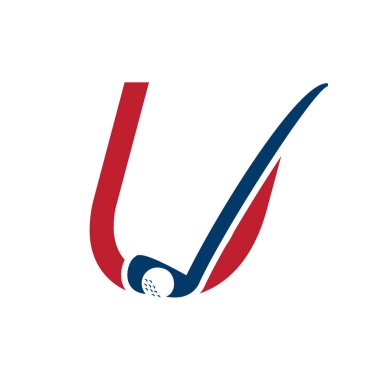 Hokey Çubuğu Sembol Vektör Şablonu ile İlk Harf U Hokey Logosu Kavramı