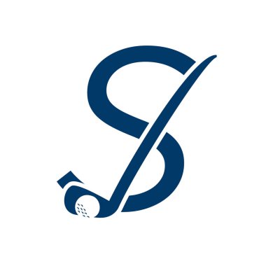 S Harfi Hokey Logosu Konsepti Hokey Çubuğu Sembol Vektör Şablonu