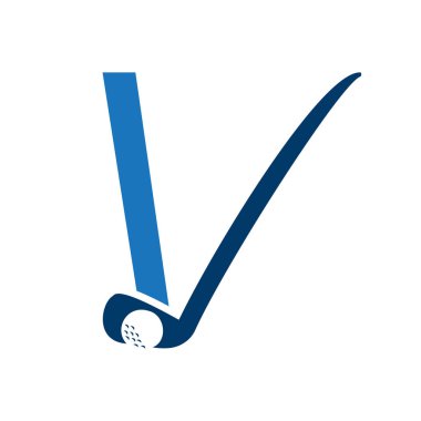 Hokey Çubuğu Sembol Vektör Şablonu ile İlk Harf V Hokey Logosu Konsepti