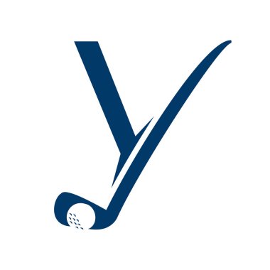 Hokey Çubuğu Sembol Şablonu ile Y Hokey Logosu Konsepti