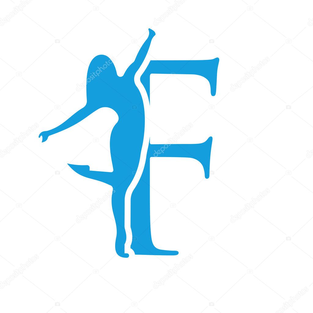 Initial Fashion Logo On Letter F Concept With Women Icon For Cosmetic and Botanique Symbol
