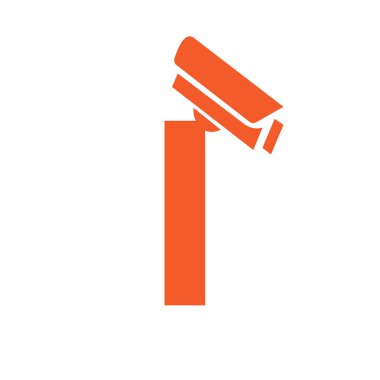 İlk Harf I Güvenlik Kamera Simgesi, CC TV Sembol Vektör Şablonu