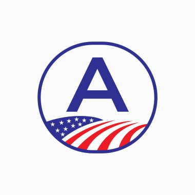 ABD Tarım Logosu Tasarımı Mektubu. Çiftçilik Sembol Vektör Şablonu